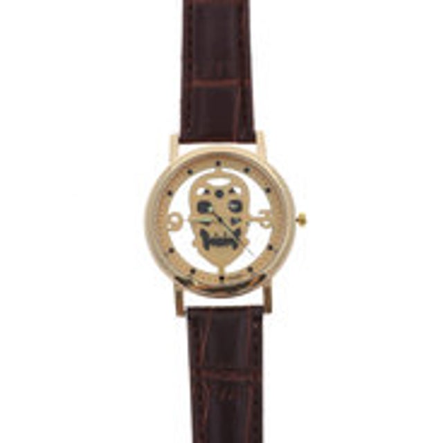 
                    フルスケルトンのスカルデザイン腕時計 PUレザーベルトの個性派ウォッチ SPST014-GDBR （GDBR）