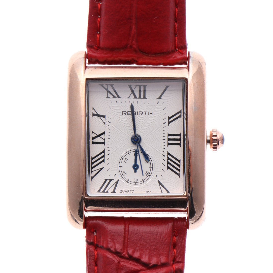 宅送] 腕時計 レディース 赤赤 クオーツ式 高級 スクエア 革 ベルト 新品