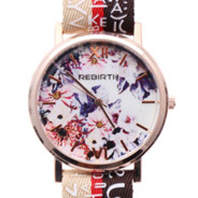 
                    リバース REBIRTH セイコームーブメント 日常生活防水 花柄プリント ナイロンとエナメルの異素材ベルト腕時計 BEBR （BEBR）