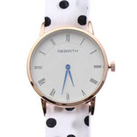 リバース REBIRTH 日常生活防水 2針のシンプル文字盤に布ベルトが可愛い ブレスレット腕時計 ピンクゴールド ドット柄 RB011-DWHB （