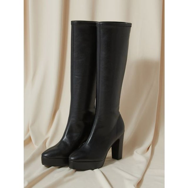 プラットフォームストレッチロングブーツ （BLK）