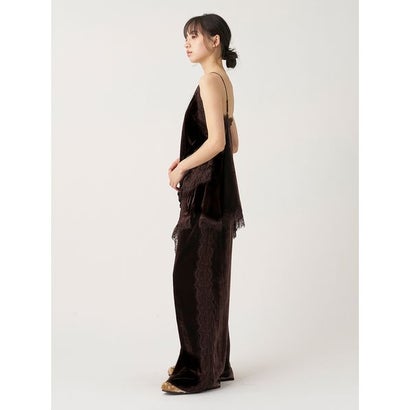【セットアップ対応】レースディティールベロアパンツ （BLK）｜詳細画像