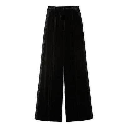 【セットアップ対応】レースディティールベロアパンツ （BLK）｜詳細画像