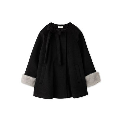 【WEB限定】ファー付きリボンブローチコート （BLK）｜詳細画像