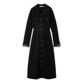 ツイードライクレースポロニットワンピース （BLK）