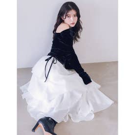 【WEB限定】カシュクールベロアドッキングワンピース （BLK）