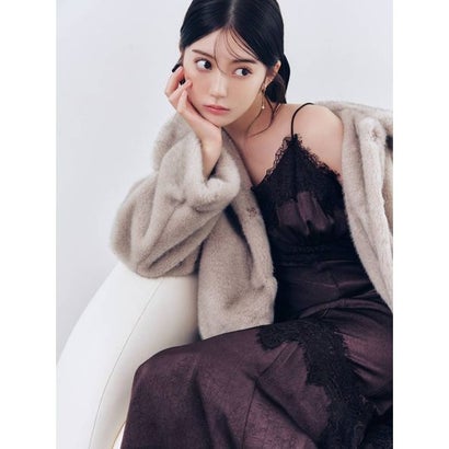 レーストリムサテンキャミワンピース （FLOWER）｜詳細画像