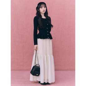 ペプラムニット×チュールスカートコンビ （BLK）