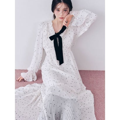 Sustainableバリエプリントロングスリーブワンピース （NVY）｜詳細画像