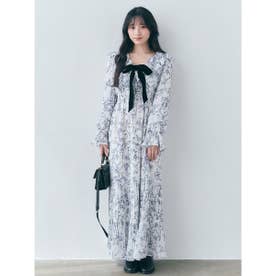 Sustainableバリエプリントロングスリーブワンピース （NVY）