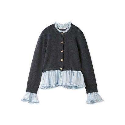 フリルカラー金ボタンニットプルオーバー （LBLU）｜詳細画像