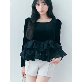 フリルドッキングペプラムベロアトップス （BLK）