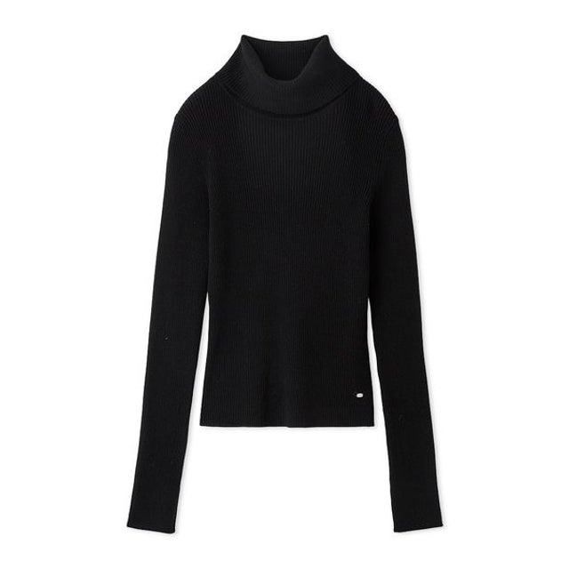 【WARM】シンプルハイネックニットプルオーバー （BLK）