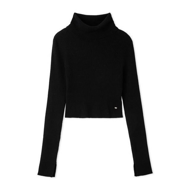 【WARM】シンプルハイネックニットプルオーバー （BLK）