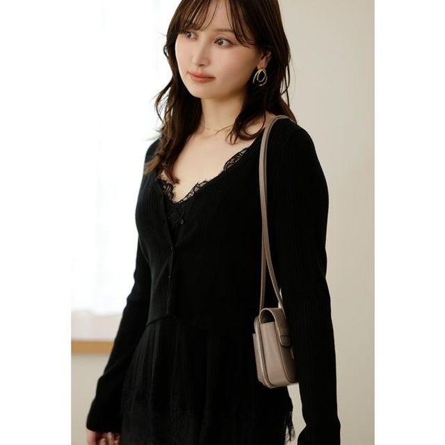 レーストリムペプラムドッキングニットプルオーバー （BLK）