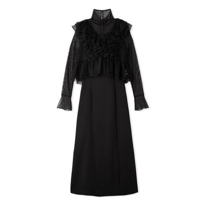 スナイデル SNIDEL 3pcsチュールフリルドレス （BLK）｜詳細画像