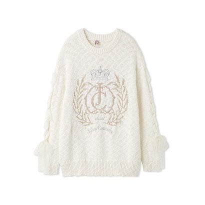 【SNIDEL/Juicy Couture】ジャガードチュールリボンニットワンピース （OWHT）｜詳細画像