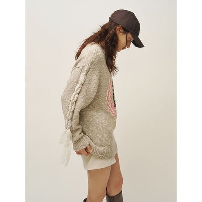 【SNIDEL/Juicy Couture】ジャガードチュールリボンニットワンピース （OWHT）｜詳細画像
