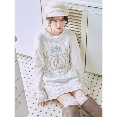 スナイデル SNIDEL 【SNIDEL/Juicy Couture】ジャガードチュールリボンニットワンピース （OWHT）｜詳細画像