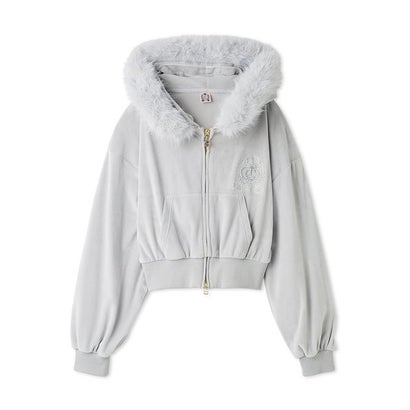 【SNIDEL/Juicy Couture】ベロアファーフーディー （LGRY）｜詳細画像