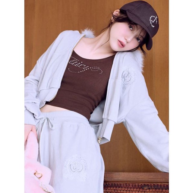 【SNIDEL/Juicy Couture】ベロアファーフーディー （LGRY）