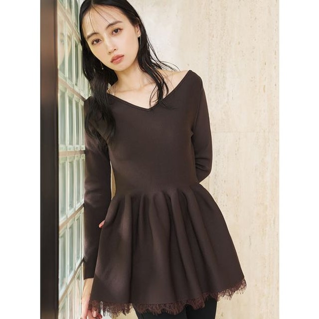 アーチペプラムレーストリムニット （BRW）