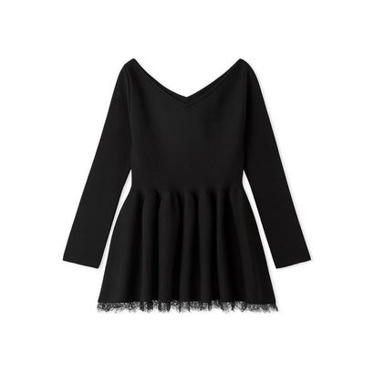 スナイデル SNIDEL アーチペプラムレーストリムニット （BLK）｜詳細画像