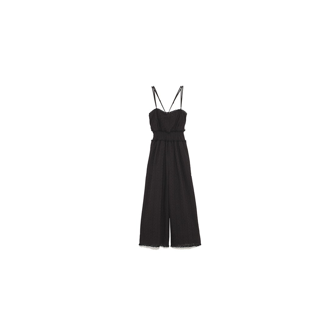SNIDEL パンチングレースロンパース ブラック -靴＆ファッション通販 