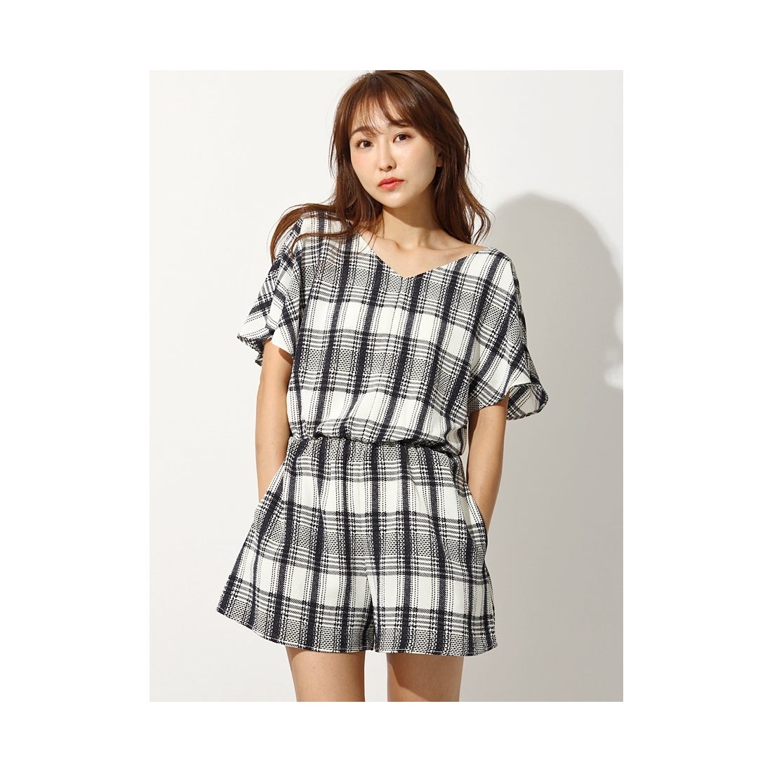 SNIDEL ちりめんロンパース チェック -ファッション通販 FASHION WALKER