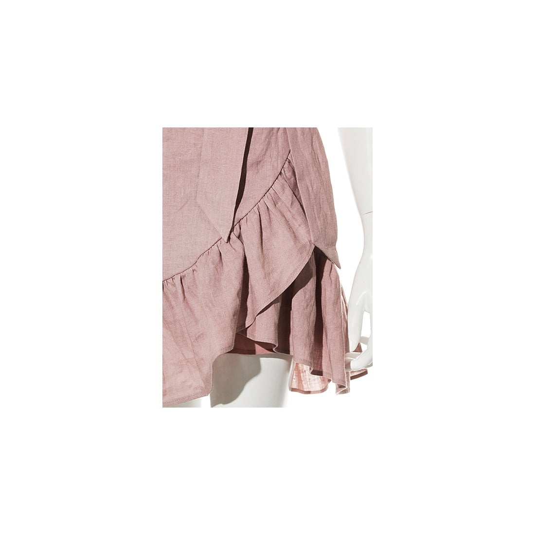 SNIDEL リネンスリーブフリルデザインワンピース モカ -ファッション 