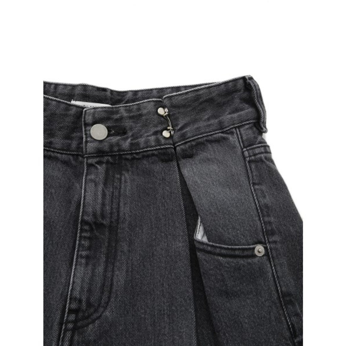 スナイデル SNIDEL ダブルタックデニムワイドパンツ （BLK 