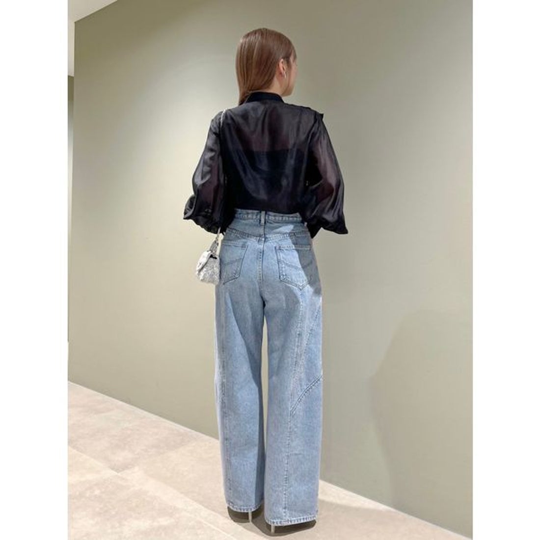 スナイデル SNIDEL コクーンディティールデニムパンツ （BLK 