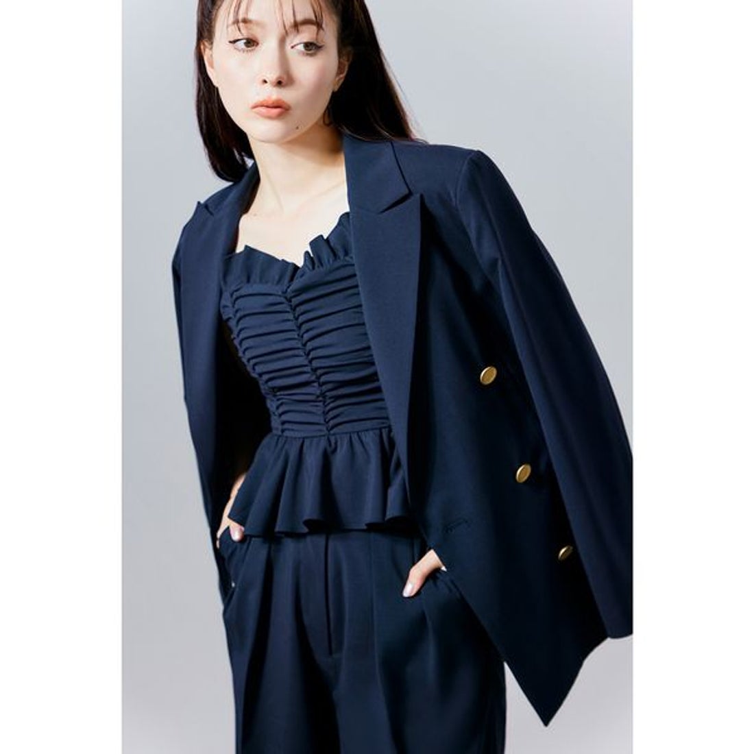 スナイデル SNIDEL Sustainableギャザーデザインビスチェ （GRY 