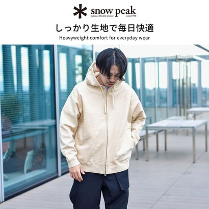 スノーピーク snow peak パーカー メンズ レディース おしゃれ ジップアップ フーディー スウェット ロゴ ワンポイント リサイクル コットン Recycled Cotton Zip Up Parka SW-25SU402 （M.GREY）｜詳細画像