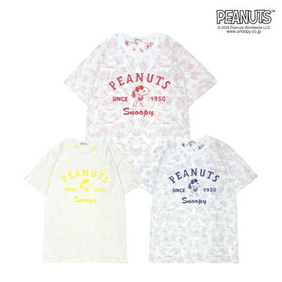 スヌーピー SNOOPY PEANUTS 天竺 総柄 Tシャツ 半袖 カットソー （B-パープル）｜詳細画像