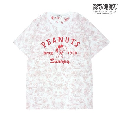 スヌーピー SNOOPY PEANUTS 天竺 総柄 Tシャツ 半袖 カットソー （B-パープル）｜詳細画像