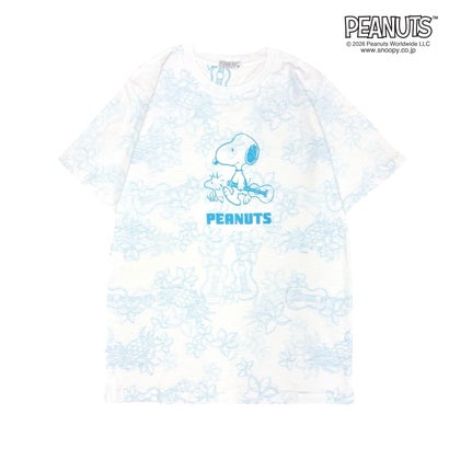 スヌーピー SNOOPY PEANUTS 天竺 総柄 Tシャツ 半袖 カットソー （B-パープル）｜詳細画像