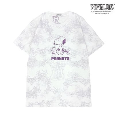 スヌーピー SNOOPY PEANUTS 天竺 総柄 Tシャツ 半袖 カットソー （A-レッド）｜詳細画像