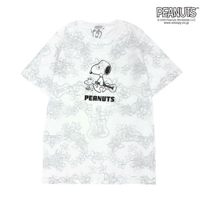 スヌーピー SNOOPY PEANUTS 天竺 総柄 Tシャツ 半袖 カットソー （A-ネイビー）｜詳細画像