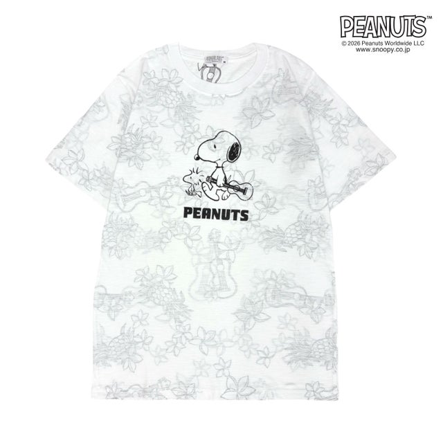 PEANUTS 天竺 総柄 Tシャツ 半袖 カットソー （B-Dチャコール）