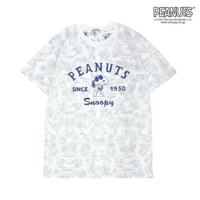スヌーピー SNOOPY PEANUTS 天竺 総柄 Tシャツ 半袖 カットソー （A-Lオレンジ）｜詳細画像