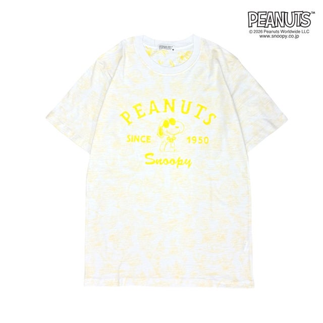 PEANUTS 天竺 総柄 Tシャツ 半袖 カットソー （A-Lオレンジ）