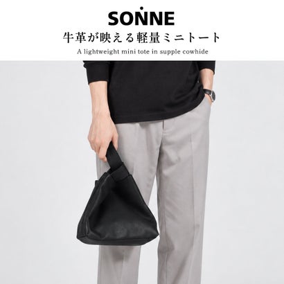 トートバッグ メンズ レディース 本革 牛革 レザー 軽量 ミニ トート ハンドバッグ 小さめ シンプル きれいめ 上品 ワンマイルバッグ A5 CLAUDIO ワンハンドルバッグ SOX029 （BLACK）｜詳細画像
