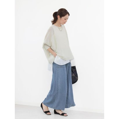 【7/21 9:00まで】【大人気アイテム入荷！/ セットアップ可能】テンセルデニムワイドパンツ （ブルー P）｜詳細画像