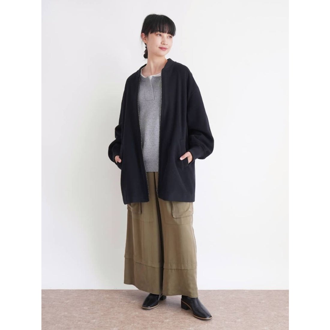 クローブ CLOVE フロントファスナーウールコート （グリーン 