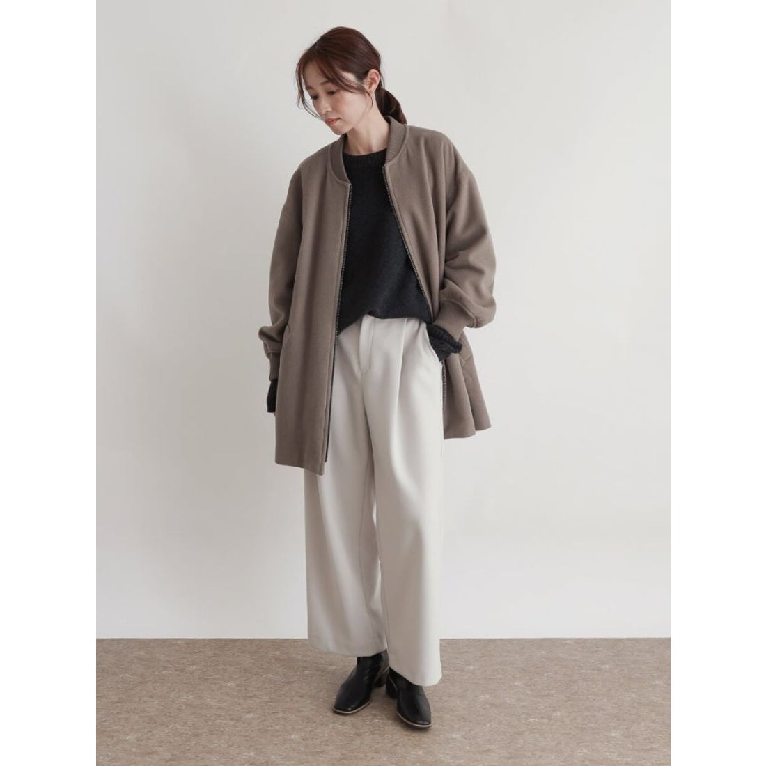 クローブ CLOVE フロントファスナーウールコート （グリーン 