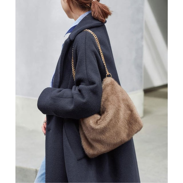 《予約》ECO FUR SHOPPER BAG（ブラウン A）