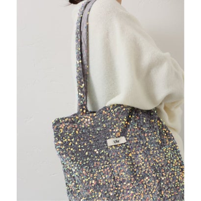《WEB限定/追加予約》Uhr/ウーア Spangle Velour Tote Bag （グレーA）｜詳細画像