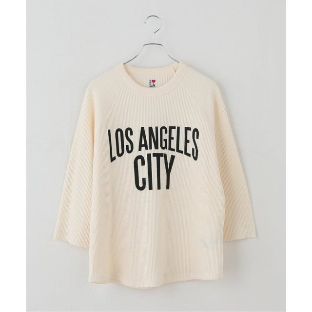 I LOVE LA / アイラブエルエー waffle raglan 2/3sleeve （ホワイト A）