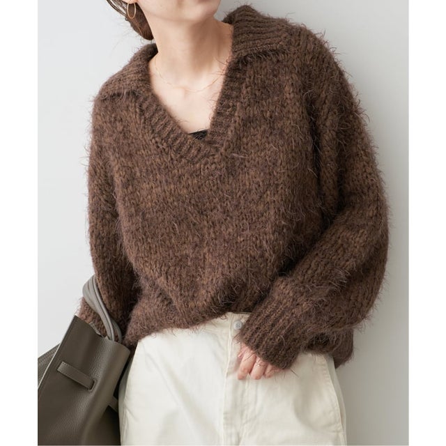 《別注 / 予約》TRICOTS JEAN MARC / トリコットジーンマルク 襟付きプルオーバー （ブラウン）